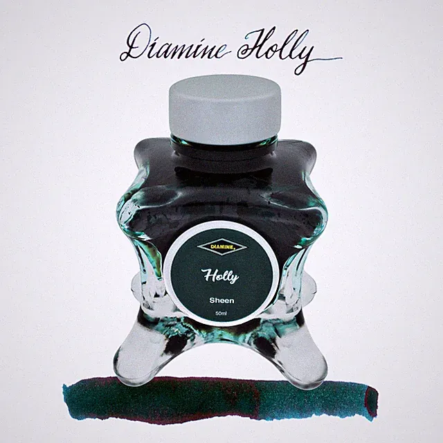Diamine Inkvent Blue Edition Sheen Bottled Ink in Holly - 50 mL - NEW in box