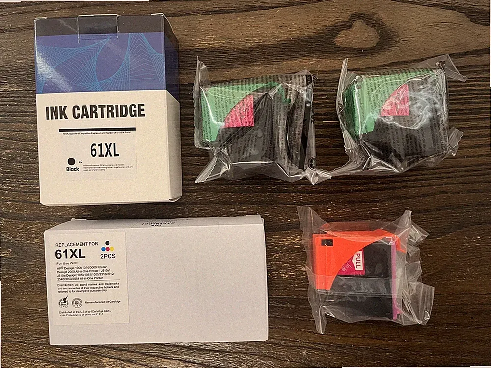 Lot of 3 Printer Ink Cartridges - 2 Black 61 XL + 1 Color 61 XL