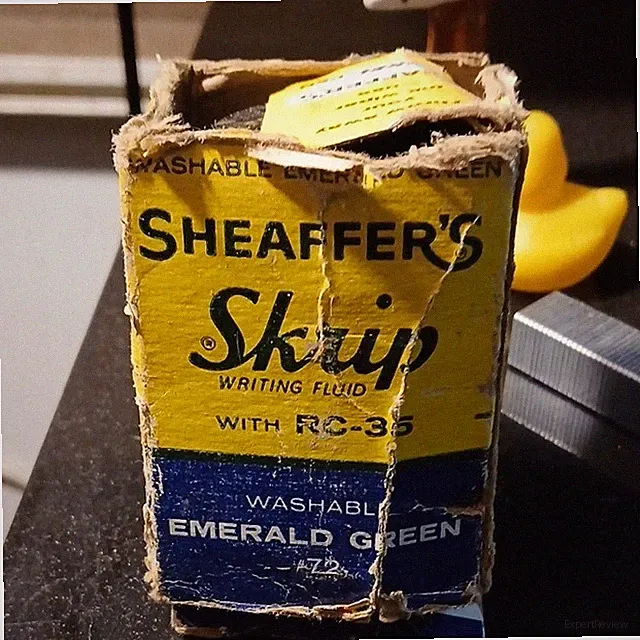 Sheaffer's Skrip Emerald Green Vintage Ink Bottle with Original Box